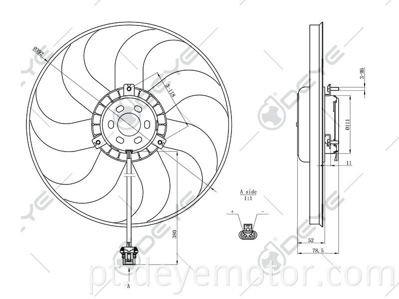 Ventilador de resfriamento do radiador automático 5U0959455B para VW GOL.TREND